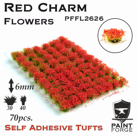 Paint Forge Red Charm Flowers 6mm 70szt